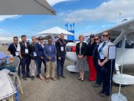 Vice-Chancellor Pascale Quester, Deputy Vice Chancellor Research Professor Karen Hapgood and the Swinburne and CAE team at Avalon 2025
