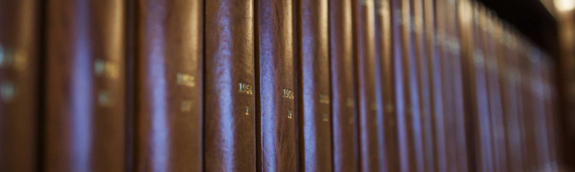 A multi-volume collection of leather books