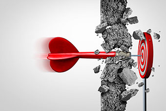 Dart breaking wall and hitting the target