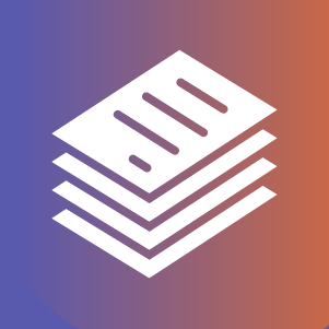 Four white sheets of paper slanted on a coloured background