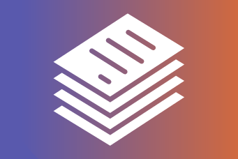 Four white sheets of paper slanted on a coloured background