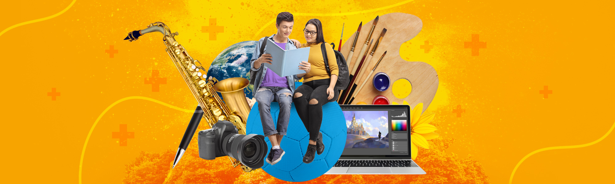 Students and items representing various streams