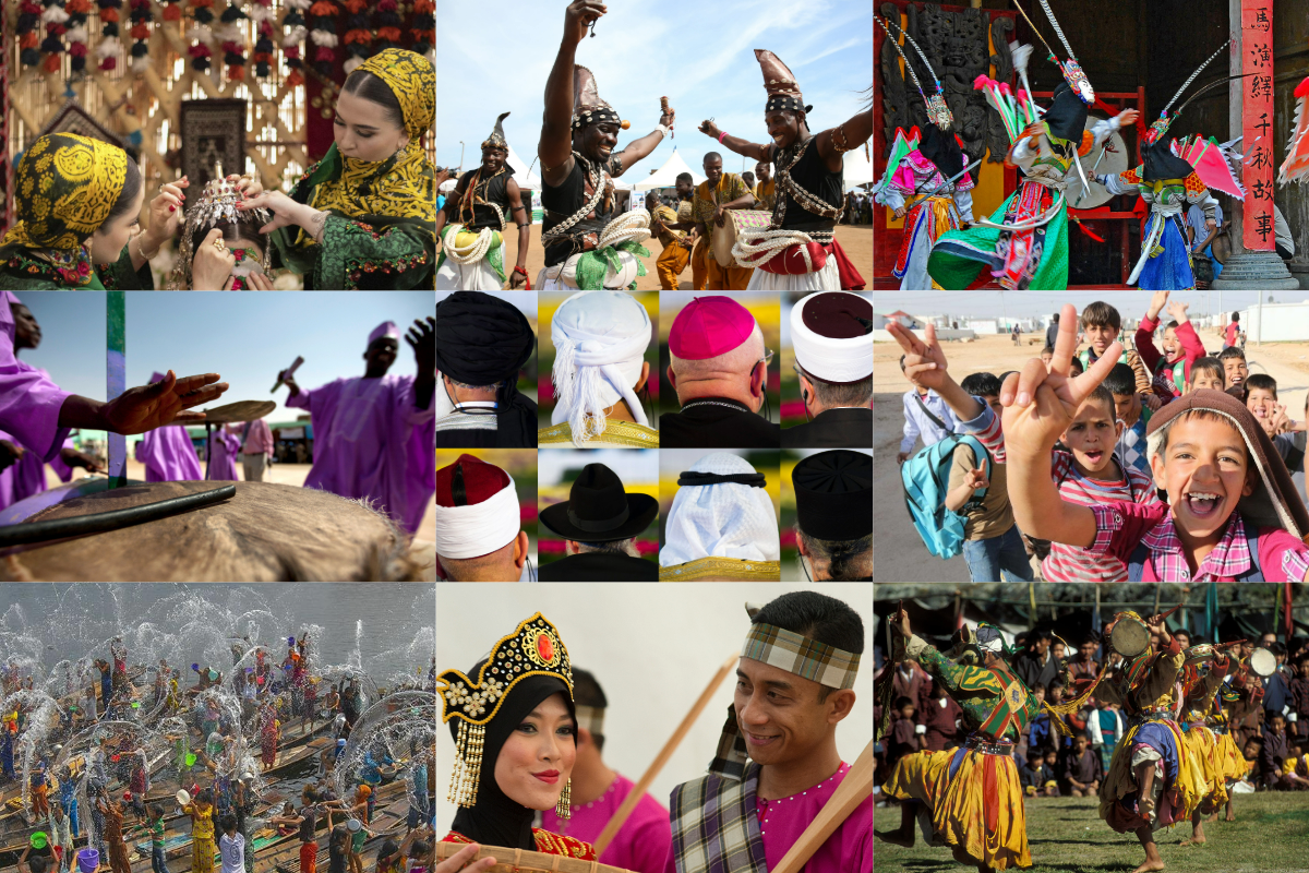 Photo collage showcasing cultural activities from diverse traditions