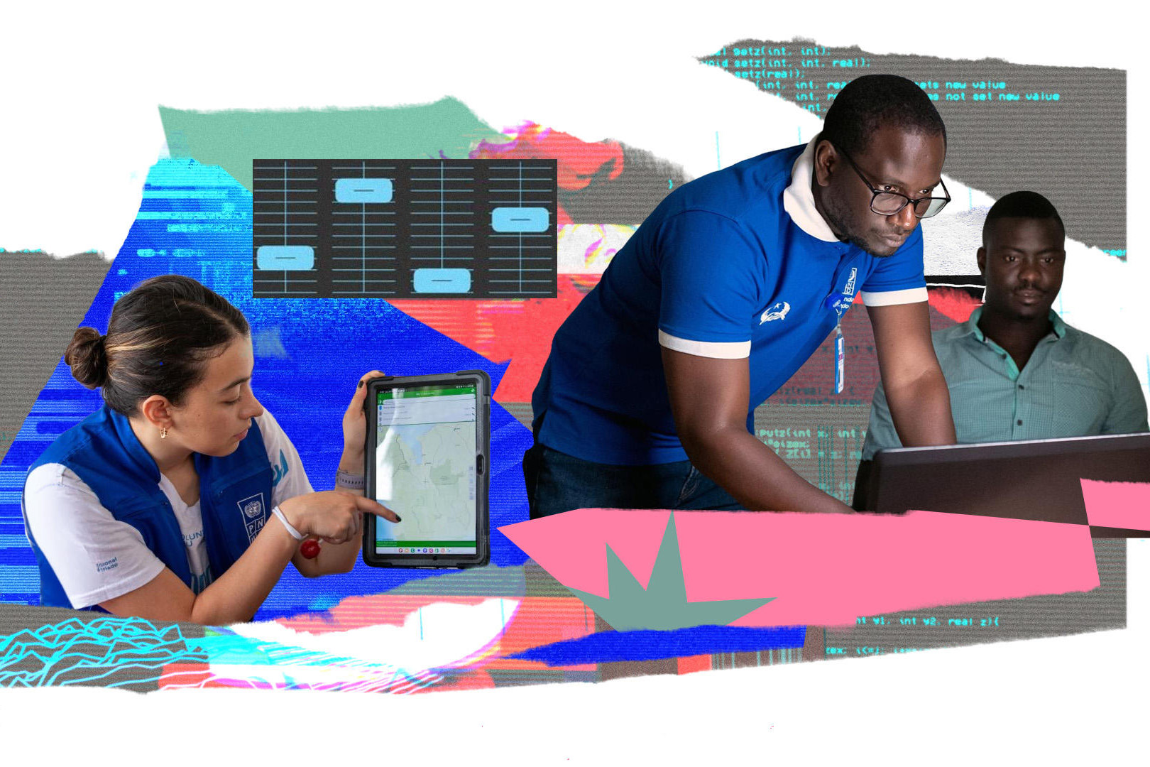 people working on laptops and tablets