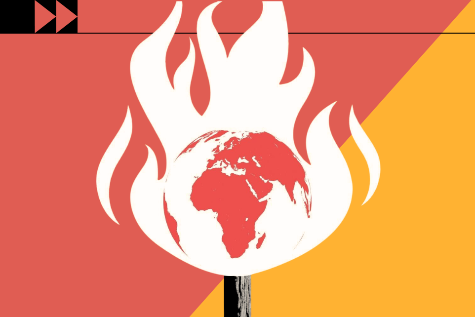 illustration of a match setting the Earth on fire