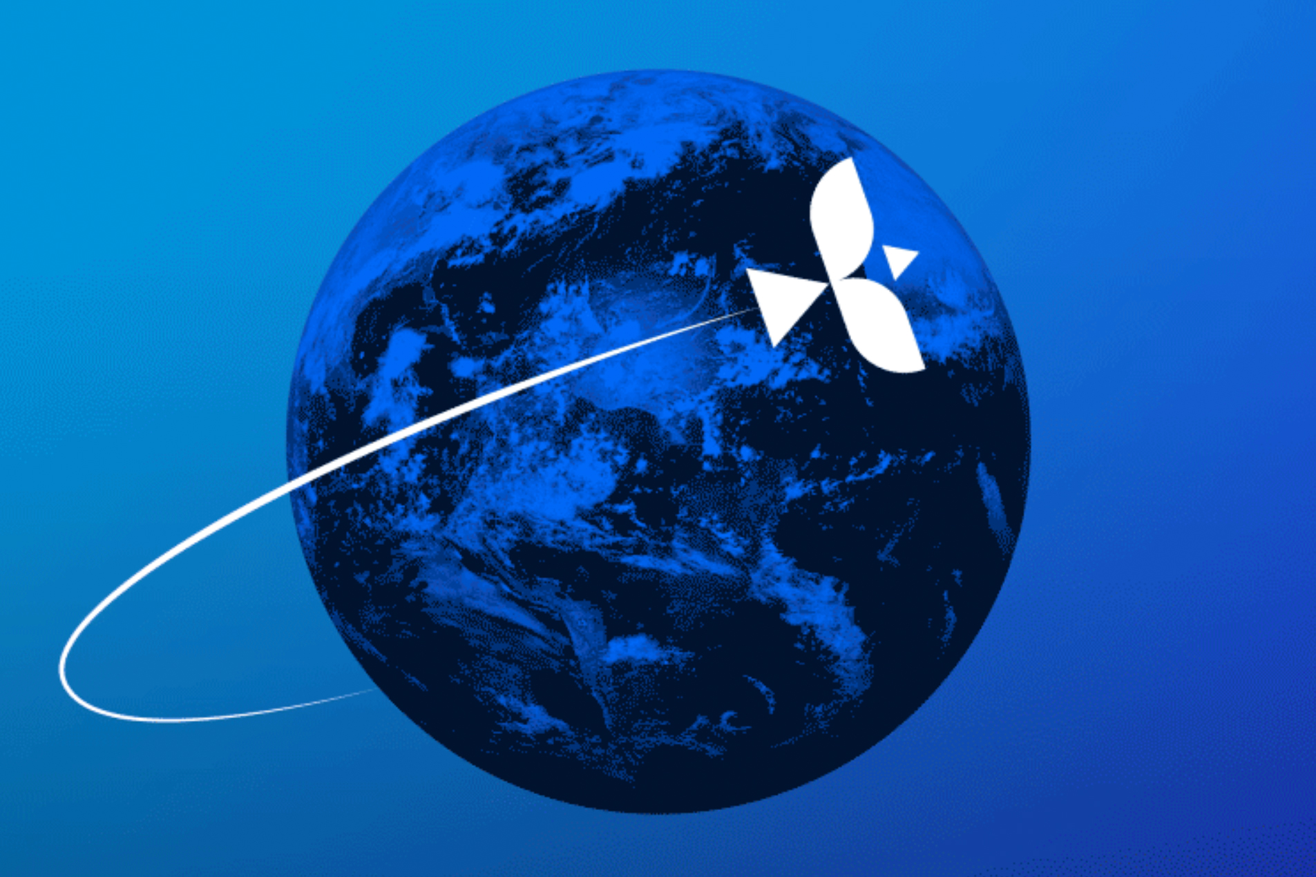 Illustration showing a white peace dove flying around the globe on a blue background