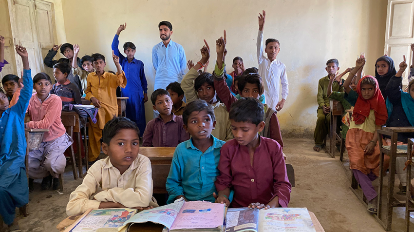 Children attending school in Mirpur Khas in Sindh district, Pakistan. Education will be among the issues discussed at the Second World Summit for Social Development in Doha, Qatar, in November 2025. UNOCHA Pakistan/Christiane Buck