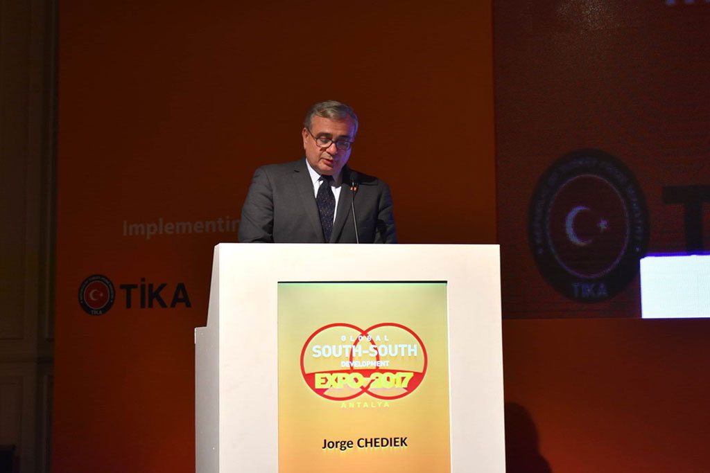 Jorge Chediek, director de UNOSSC, durante la ceremonia de clausura de la Exposición Mundial de Desarrollo Sur-Sur. Foto: Noticias ONU / Laura Quiñones