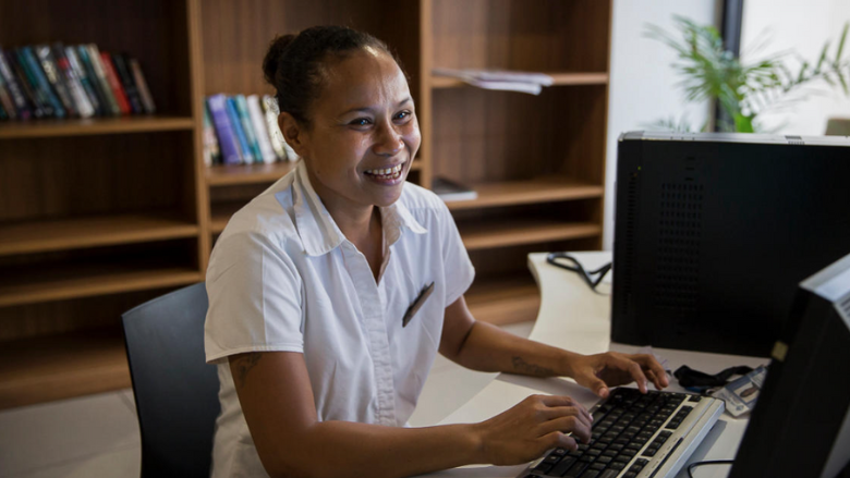 Hotel worker in the Pacific Islands