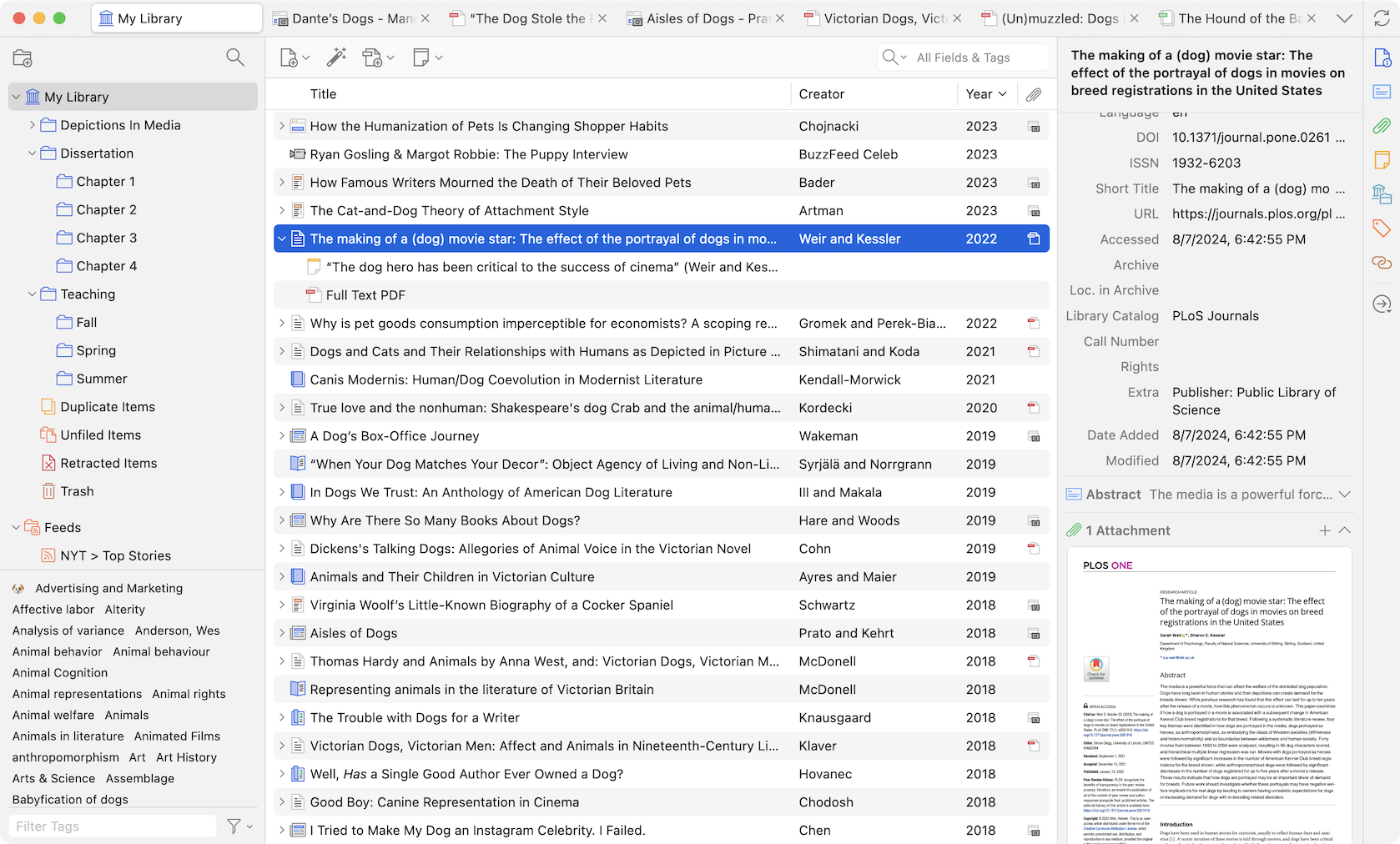 Screenshot of Zotero library