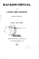 Hau Kiou Choaan, ou L'union bien assortie, roman chinois <br> 1828