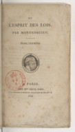 De l'Esprit des lois <br> Montesquieu 1ère éd. 1748