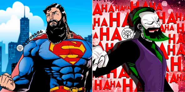 Superhéroes y otros personajes de la cultura pop con barba y tatuajes
