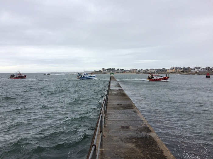 Arrivée au port des bateaux de pêche en milieu d'après-midi