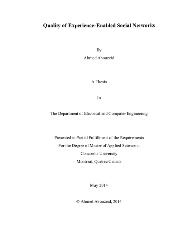 First page of “Quality of experience-enabled social networks”