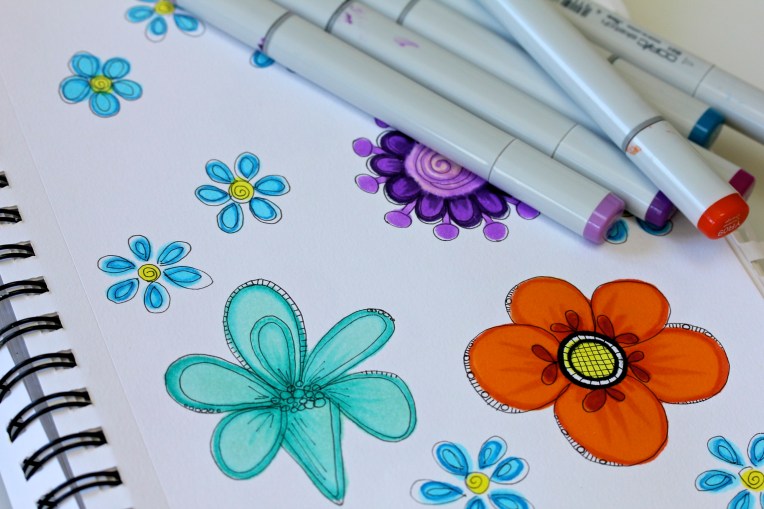 Copic Doodled Photo Block