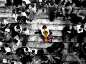 Some people choose to be isolated. This woman, however, clearly has cooties.