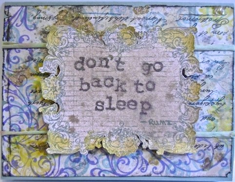 Don't Go Back to Sleep handmade greeting card, collage art
