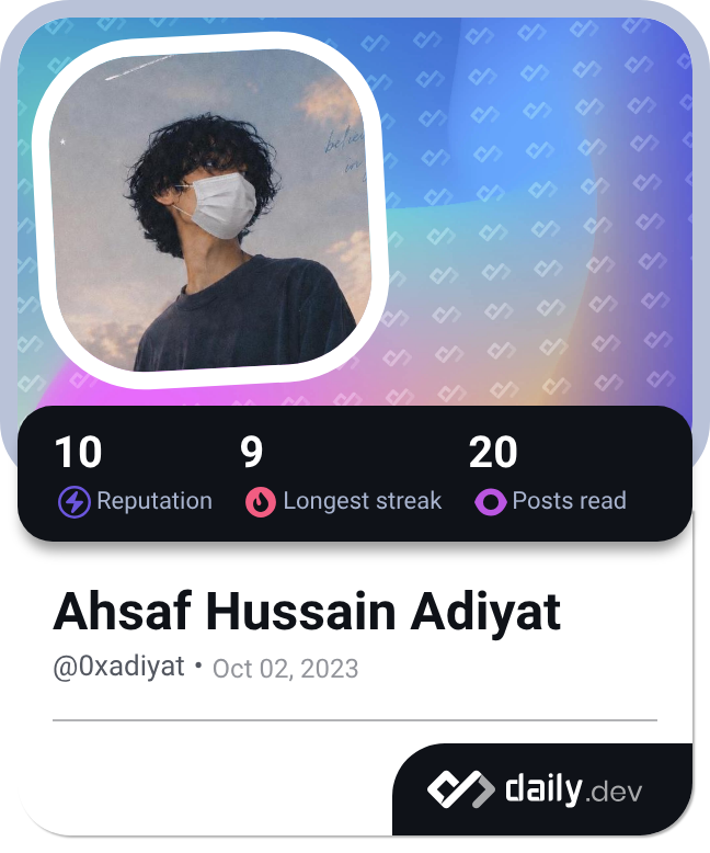 Ahsaf Hussain Adiyat's Dev Card