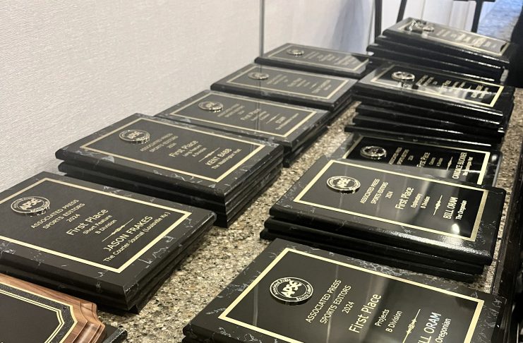 Associated Press Sports Editors reveal 2026 Student Contest top 10 Winners' plaques from the 2025 Associated Press Sports Editors Summer Conference in Minneapolis.