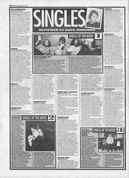 Dave Jennings reviews the singles of the week, 2nd March 1996 Dave Jennings reviews the singles of the week, 2nd March 1996