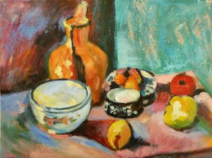 Matisse still life copy, acrylic on canvas board