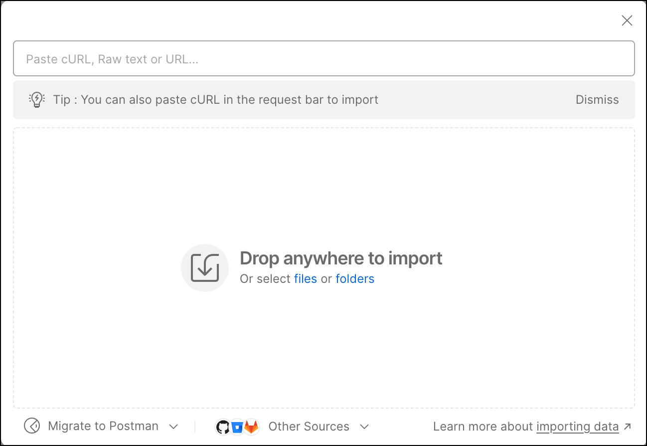 Import data into Postman