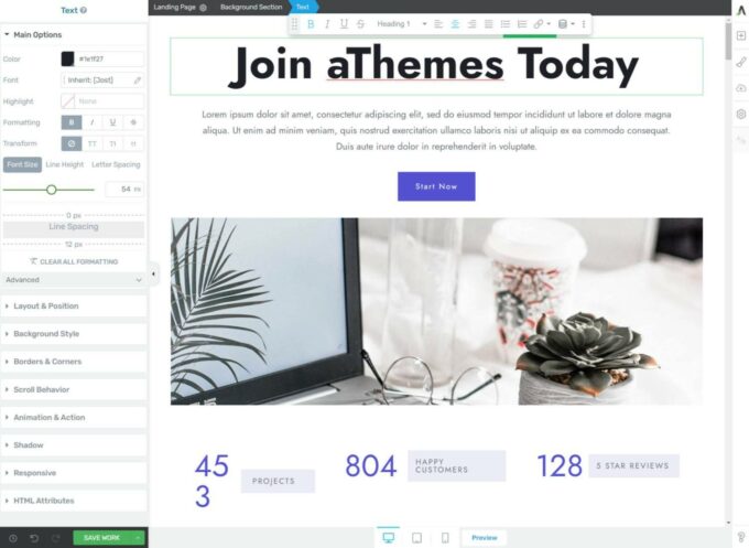 thrive-architect-interface – aThemes Thrive Architect interface