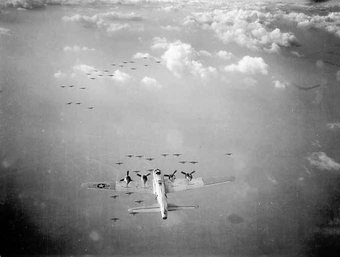 37 B-17s in formation