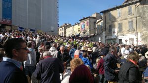 Waiting to enter the Arles arena