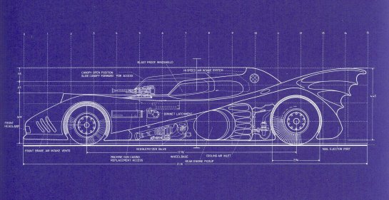 Batmobile Burton Films - Batman (1989) e Batman Returns (1992) - Vista di lato