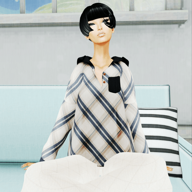 C'est La Vie "Hooded Plaid Shirt" in cream sweater_003a