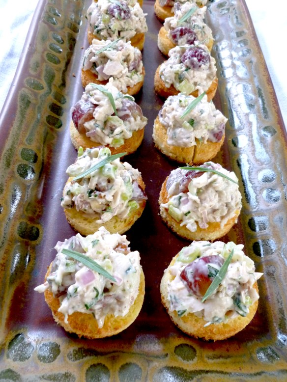 Tarragon Pecan Chicken Salad on Brioche Crostini...need I say more? But I will!