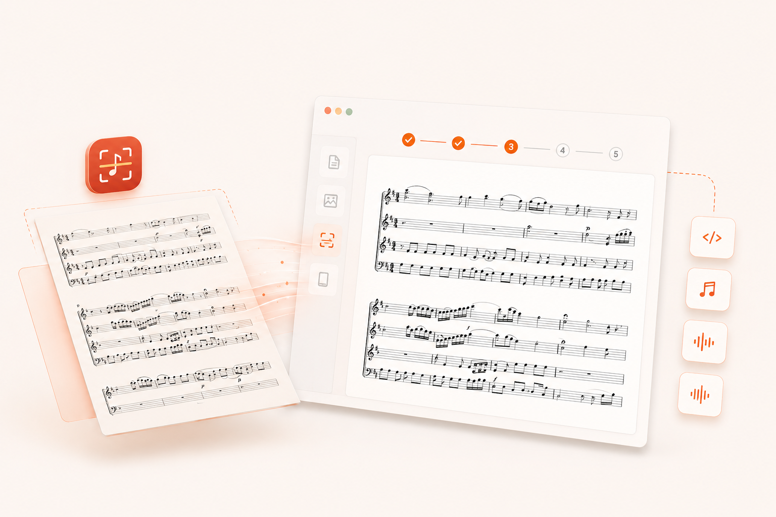 Opuscan for Mac reading a scanned page of sheet music
