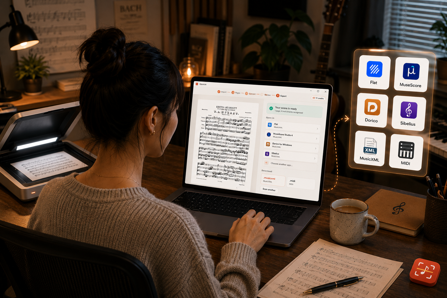 Scan PDF or printed sheet music into an editable score on Windows