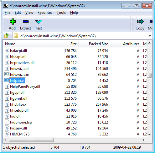 System32 folder inside install.wim System32 folder inside install.wim