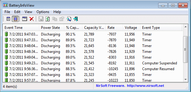 Battery Log View Battery Log View