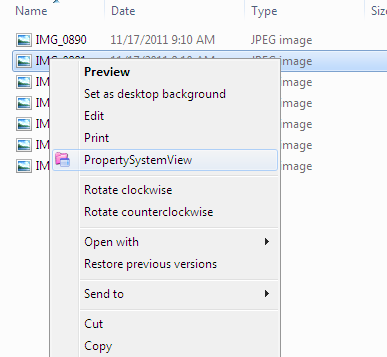 Property System Explorer Menu