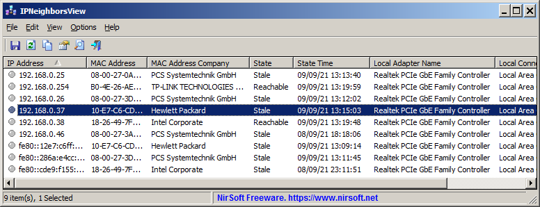 IP Neighbor Table Viewer