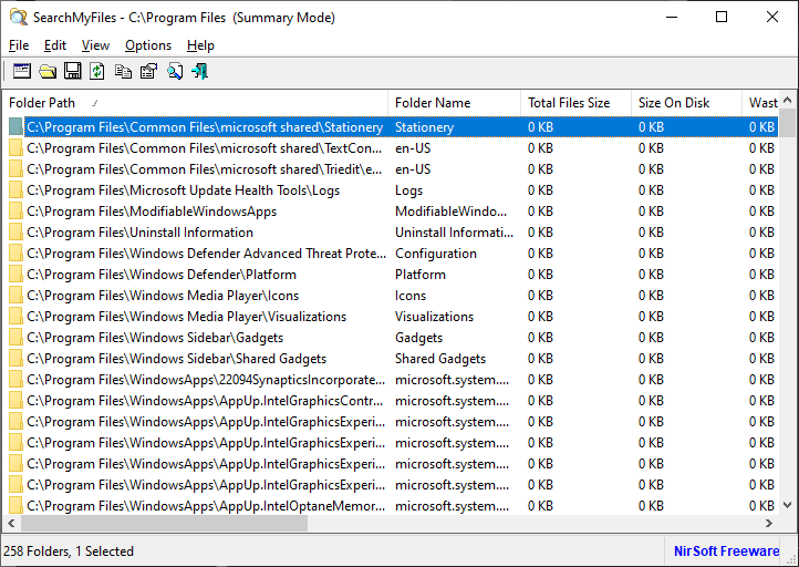Search Empty Folders Result