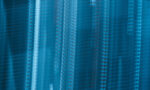Digital image of blue light beams.