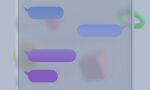 Imagen digital de globos de conversación de mensajes de texto sobre un fondo translúcido que simula la pantalla de un smartphone.