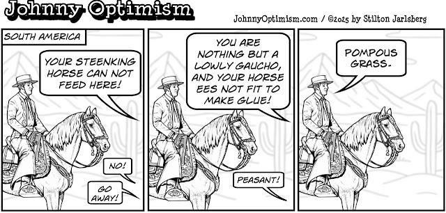 johnny optimism, medical, humor, sick, jokes, boy, wheelchair, doctors, hospital, stilton jarlsberg, gaucho, horse, pampas grass, pompous grass