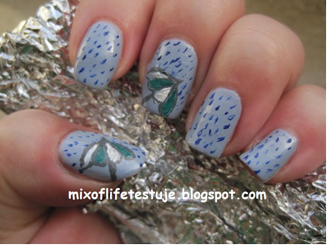 Wibo Express growth 353, deszcz na paznokciach, rainy nails, rain on nails, one stroke, metoda gazetowa