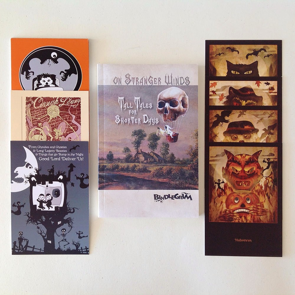 Cornish Litany and Halloween printed items by aritst and author Bindlegrim The full set contains 14 Cornish Litany cards, 4 Halloween cards, and a Halloween themed book Tall Tales Shorter Days