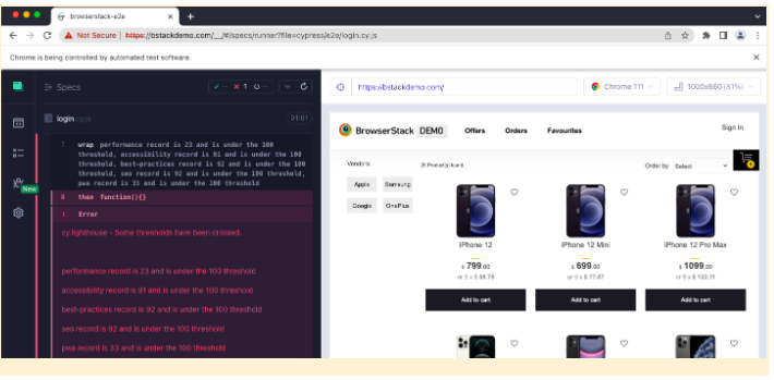 Performance Testing with Cypress using Google Lighthouse