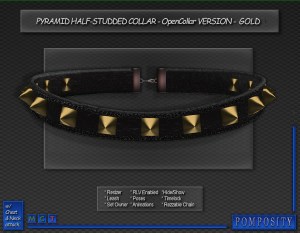 Pyramid Half Stud Collar Gold - OC