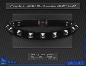Pyramid Half Stud Collar SILVER - OC