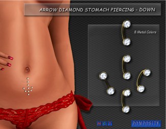 Arrow Diamond Stomach Piercing - DOWN