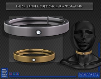 Thick Bangle Cuff Choker wDiamond
